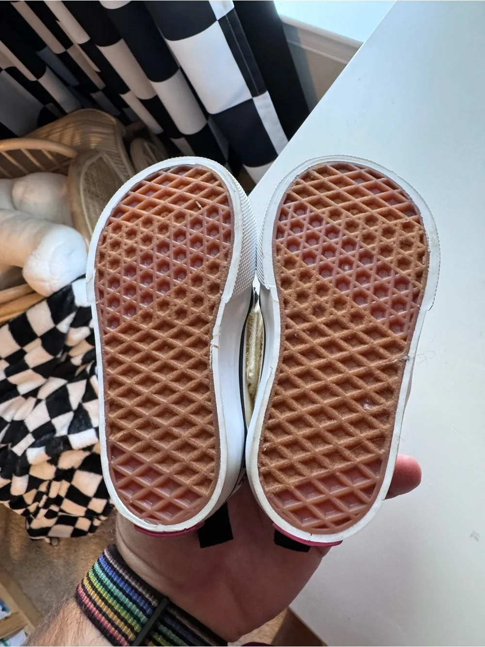 Kids Vans Black & White Checker Slip-On Shoes
